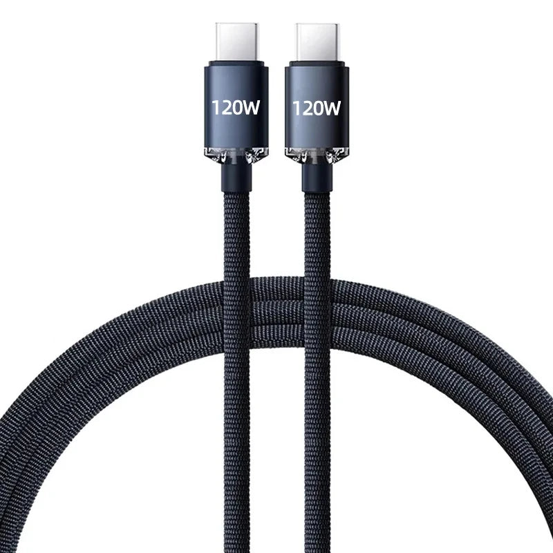 120W 7A Type C to Type C Cable for Iphone 15 Xiaomi Oneplus Mobile Phone Fast Charge USB C Cable Type C Quick Data Charger Cords