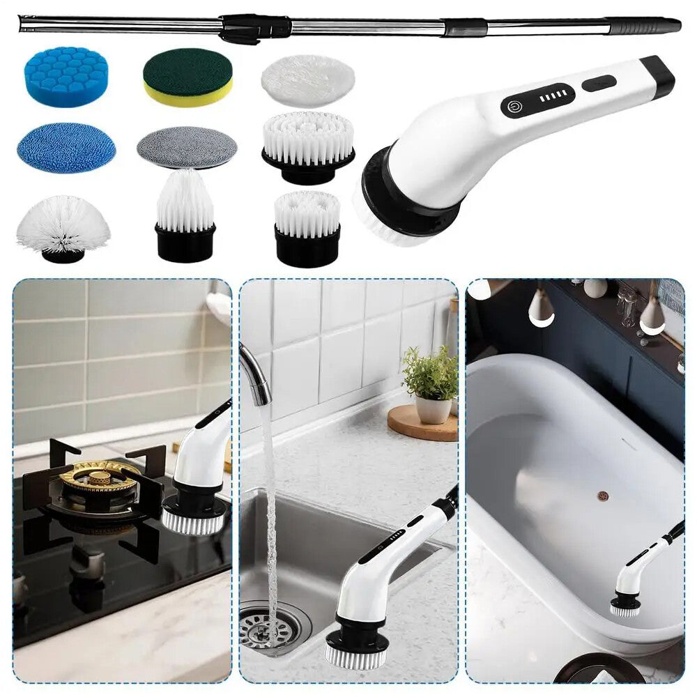 9 in 1 Electric Spin Scrubber Cordless Cleaning Brush Bathroom Rotating Scrubber