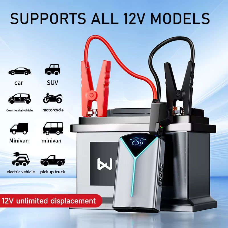 4 in 1 Portable Car Jump Starter & Air Pump Air Compressor Power Bank Booster Starter Device Tyre Inflator Car Battery Starter