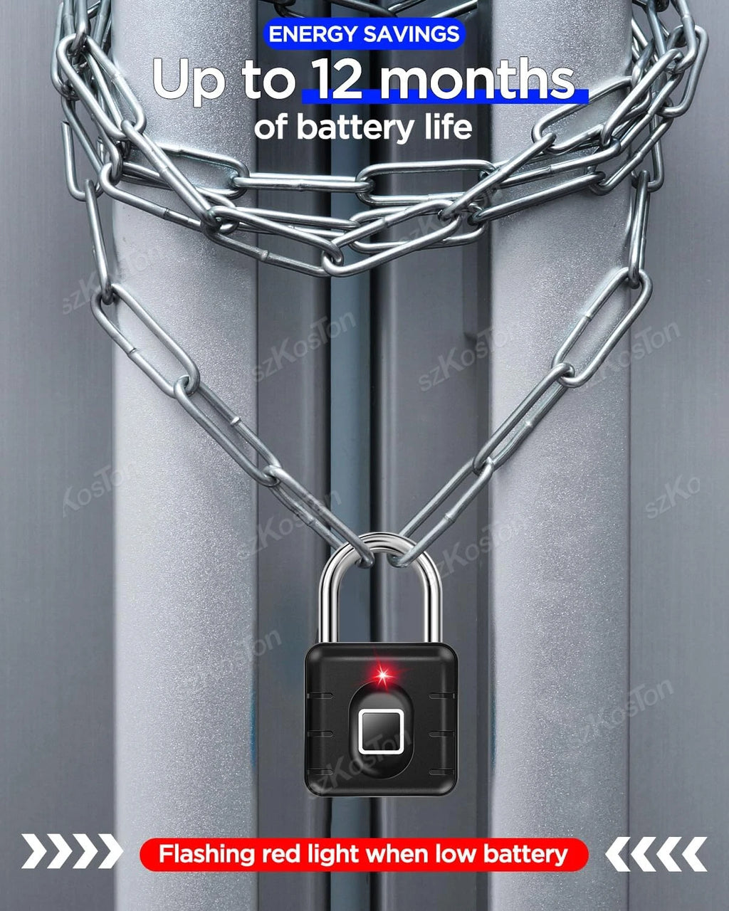 Waterproof Smart Fingerprint Padlock Locker Dormitory Anti-Theft Padlock Keyless Security Protect Electronic Unlock for Luggage