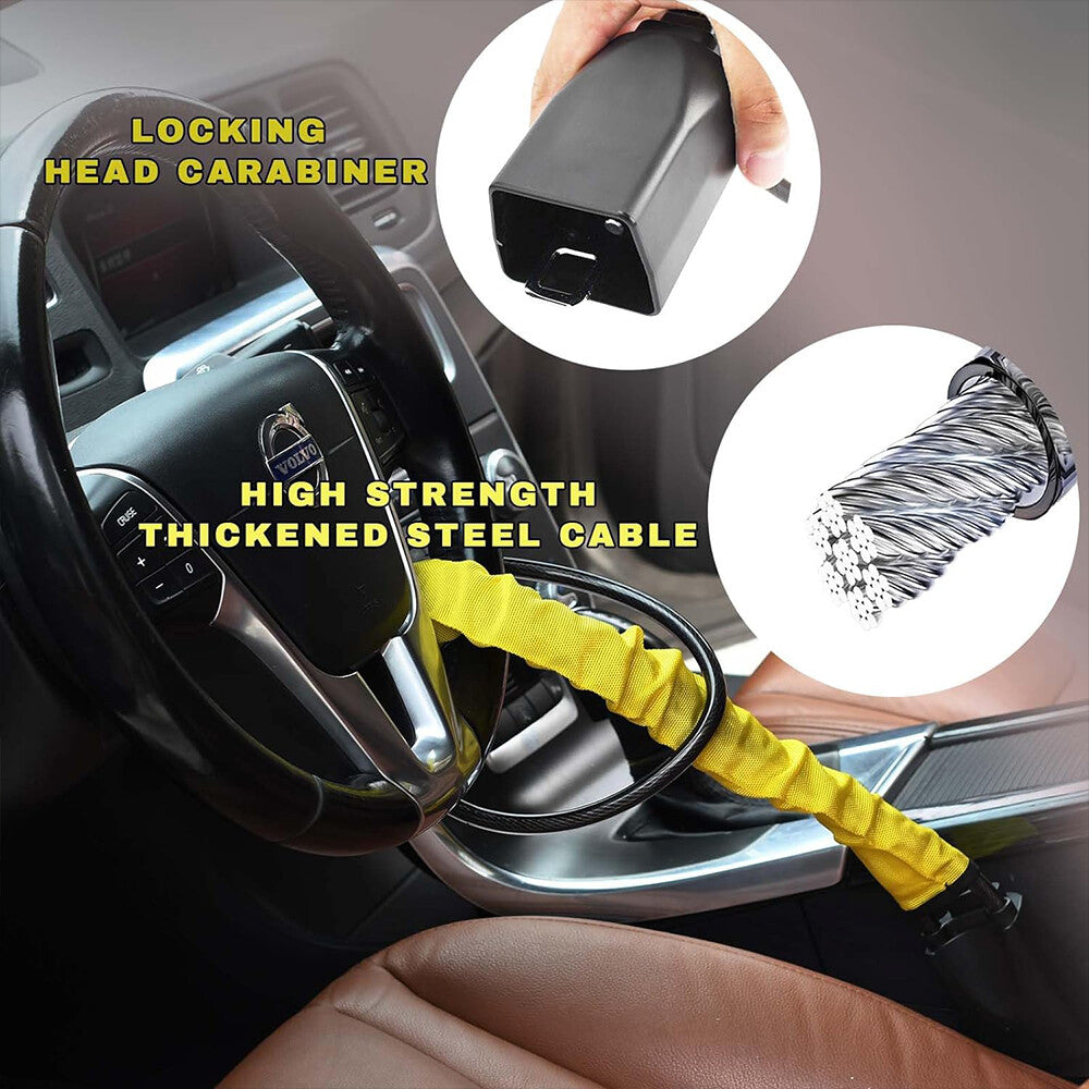 Seat Belt Lock Steering Wheel Lock Car Security Anti-Theft Device Yellow