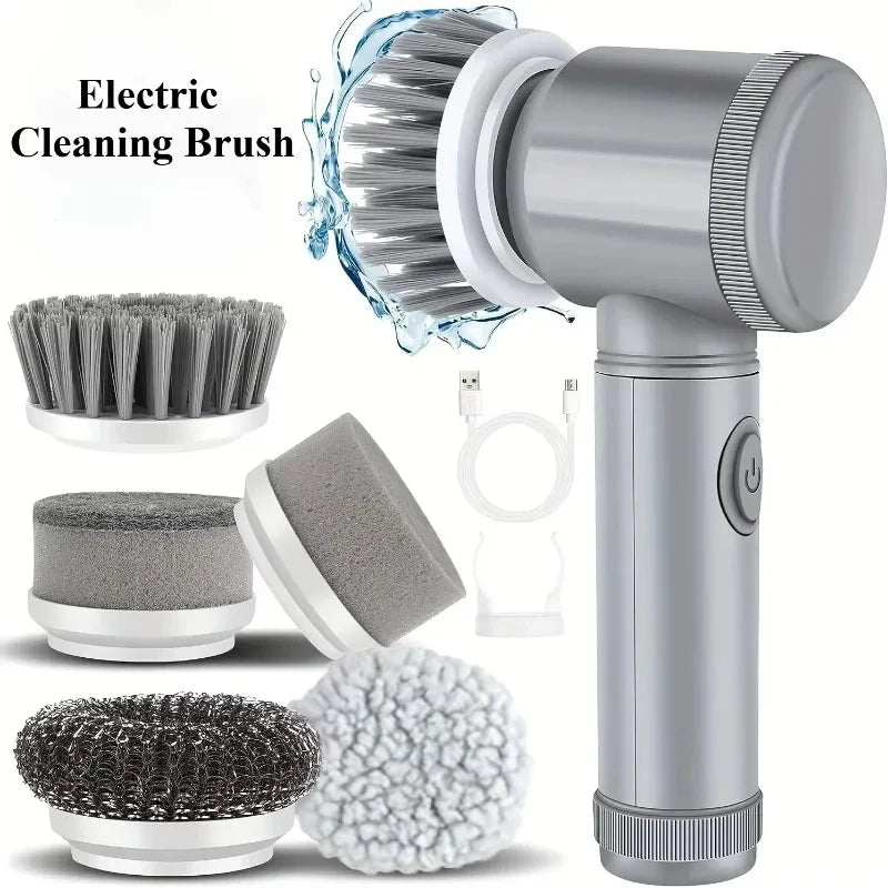 Cordless Electric Spin Scrubber Power Cleaner 5 Replaceable Brush Heads for Bathroom Tile Grout Shower Kitchen Deep Cleaning