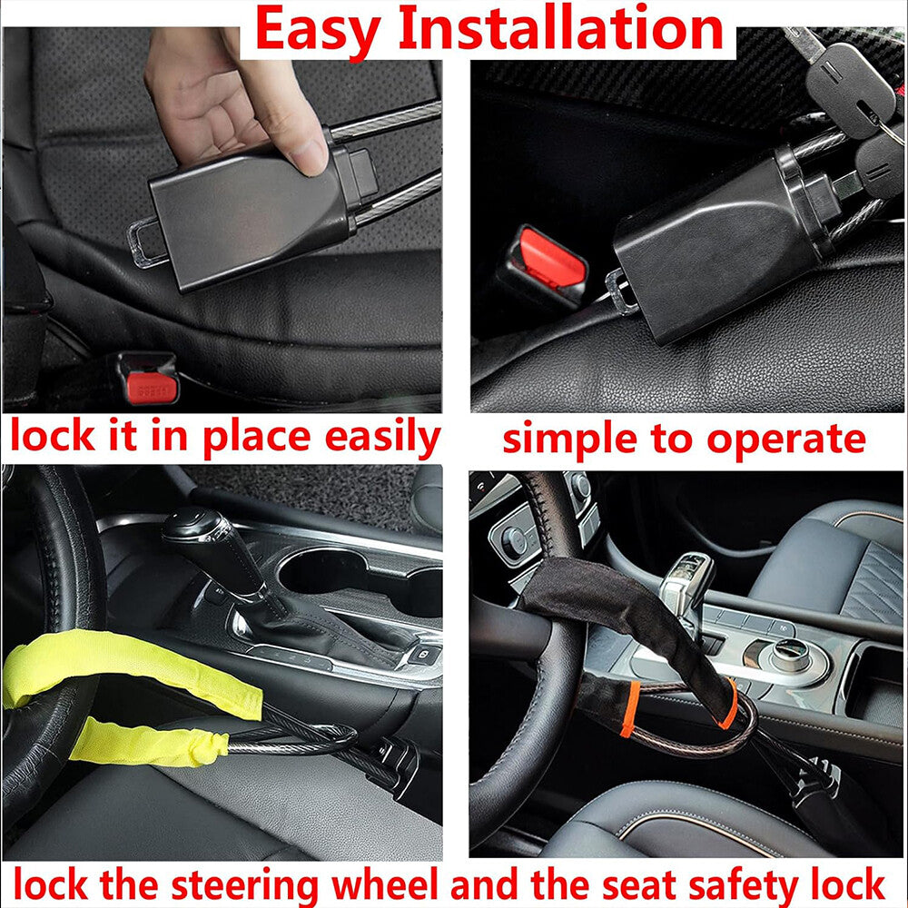 Seat Belt Lock Steering Wheel Lock Car Security Anti-Theft Device Yellow