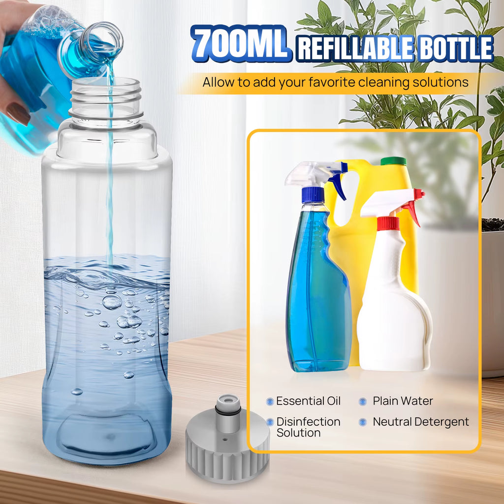 Dayplus Wet and Dry Spray Mop Floor Wiper with Spray Function with 3 Wiper Pads and Window Scraper, 360° Rotating Mop 700Ml