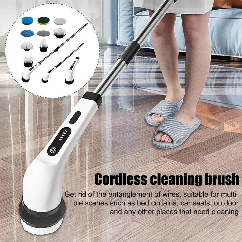 9 in 1 Electric Spin Scrubber Cordless Cleaning Brush Bathroom Rotating Scrubber