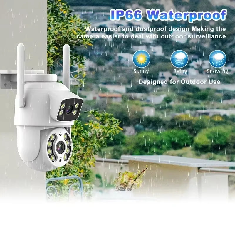 8MP 4K PTZ Wifi IP Camera Security Protection Dual Lens Screen Color Night Vision Auto Track CCTV Surveillance Camera