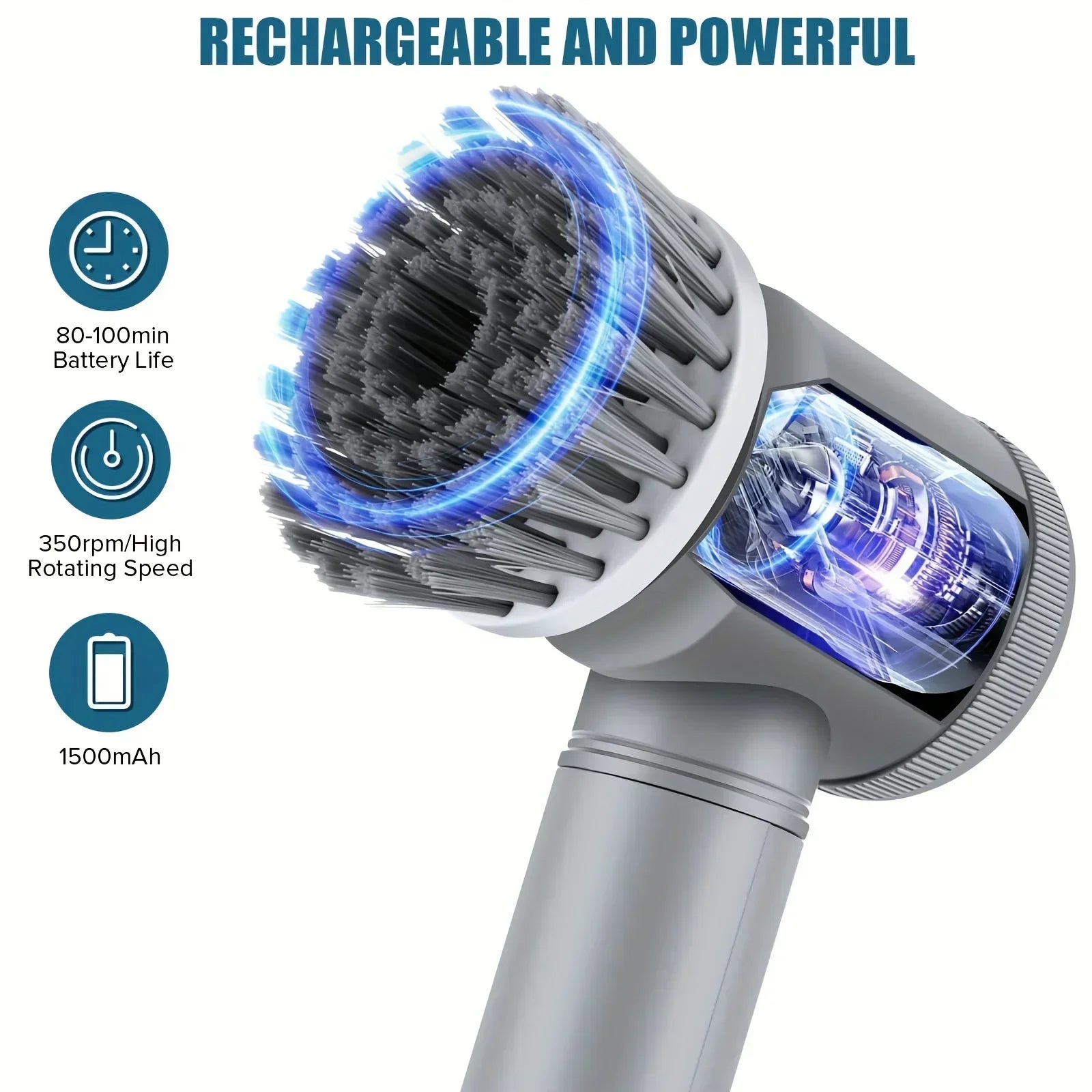 Cordless Electric Spin Scrubber Power Cleaner 5 Replaceable Brush Heads for Bathroom Tile Grout Shower Kitchen Deep Cleaning