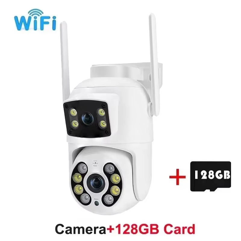 8MP 4K PTZ Wifi IP Camera Security Protection Dual Lens Screen Color Night Vision Auto Track CCTV Surveillance Camera