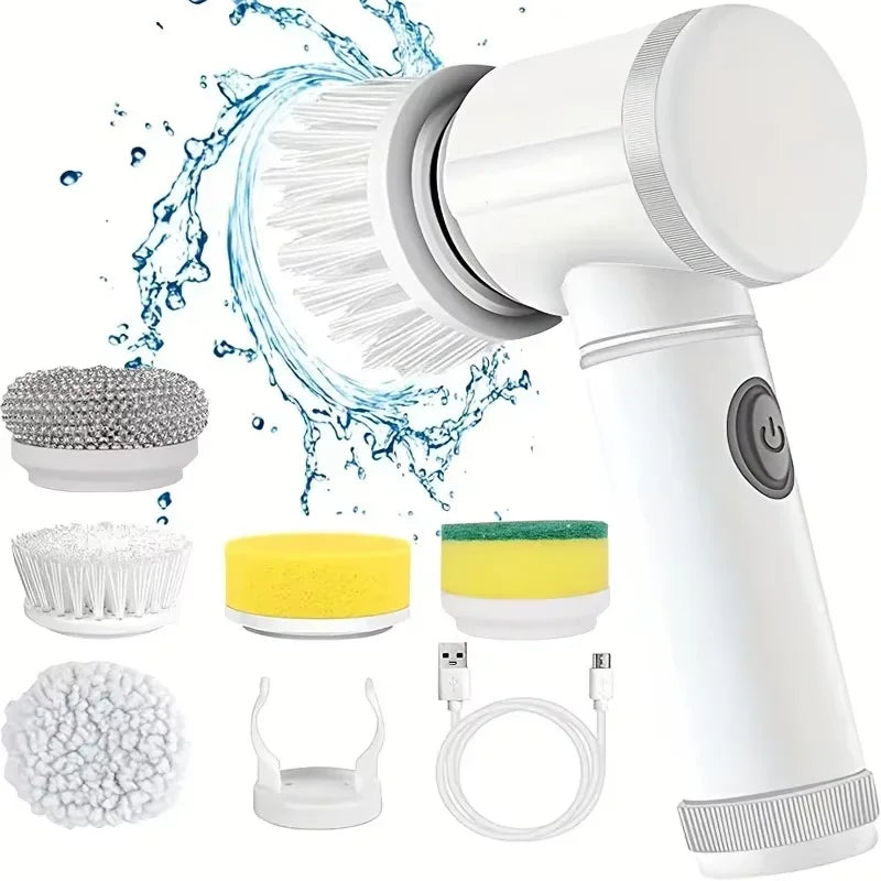 Cordless Electric Spin Scrubber Power Cleaner 5 Replaceable Brush Heads for Bathroom Tile Grout Shower Kitchen Deep Cleaning