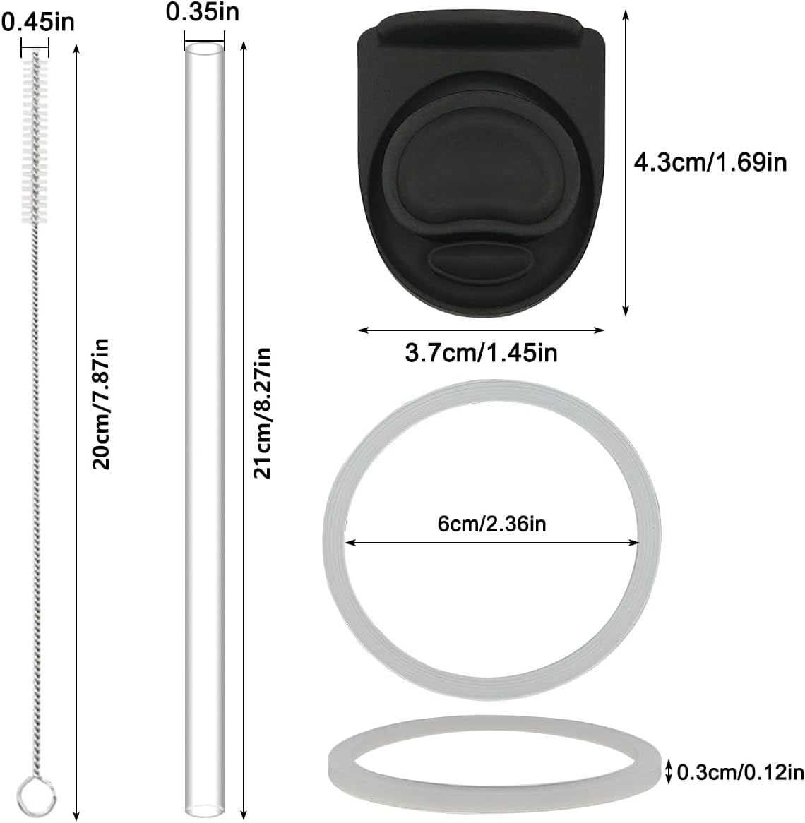 6 Pcs Replacement Straw for Owala Freesip 24 Oz 32 Oz, with Silicone Gasket Seal