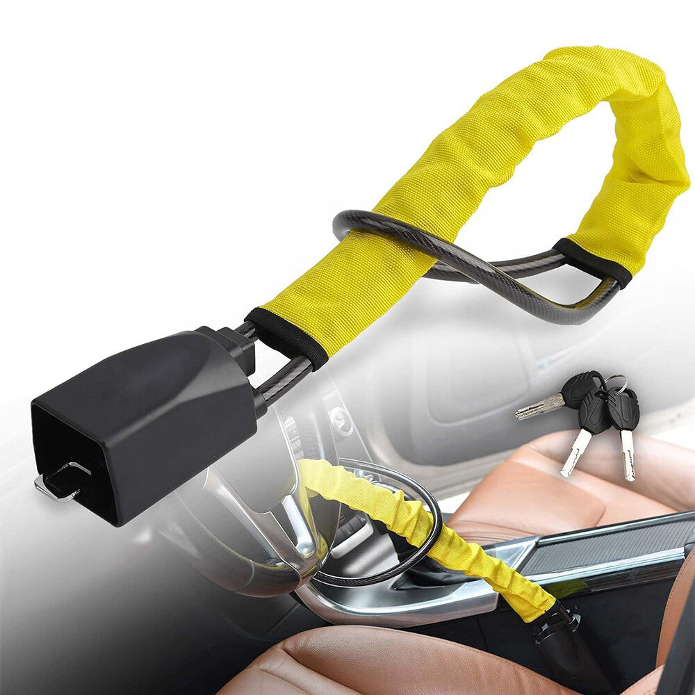 Seat Belt Lock Steering Wheel Lock Car Security Anti-Theft Device Yellow