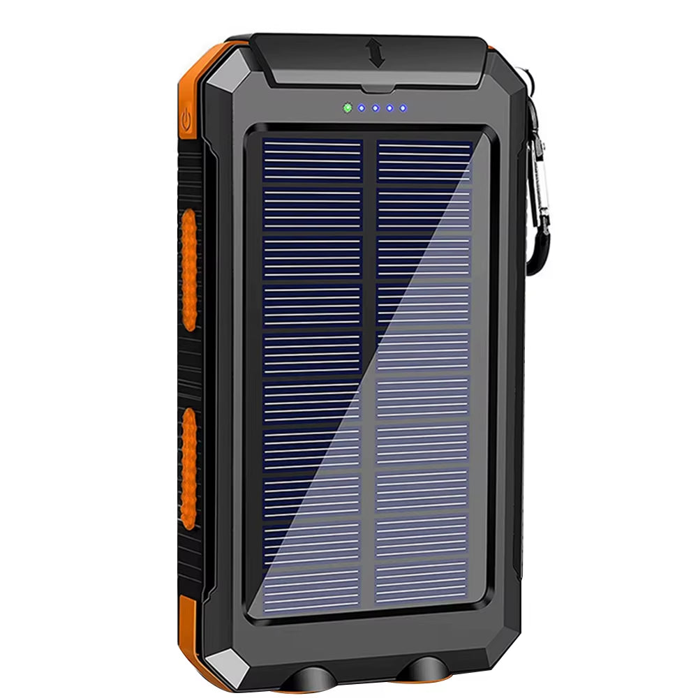 Portable Solar Power Bank 20000Mah Large Capacity Mobile Phone Charger with Flashlight Outdoor Emergency Power Bank for Phones