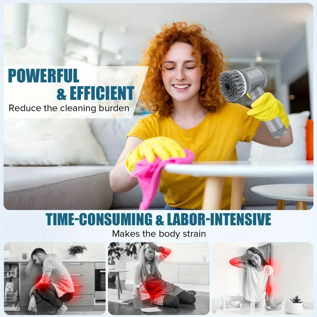 Cordless Electric Spin Scrubber Power Cleaner 5 Replaceable Brush Heads for Bathroom Tile Grout Shower Kitchen Deep Cleaning