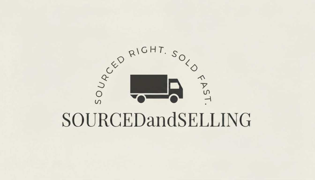Logo with a truck icon and text 'Sourced Right, Sold Fast' on a white background