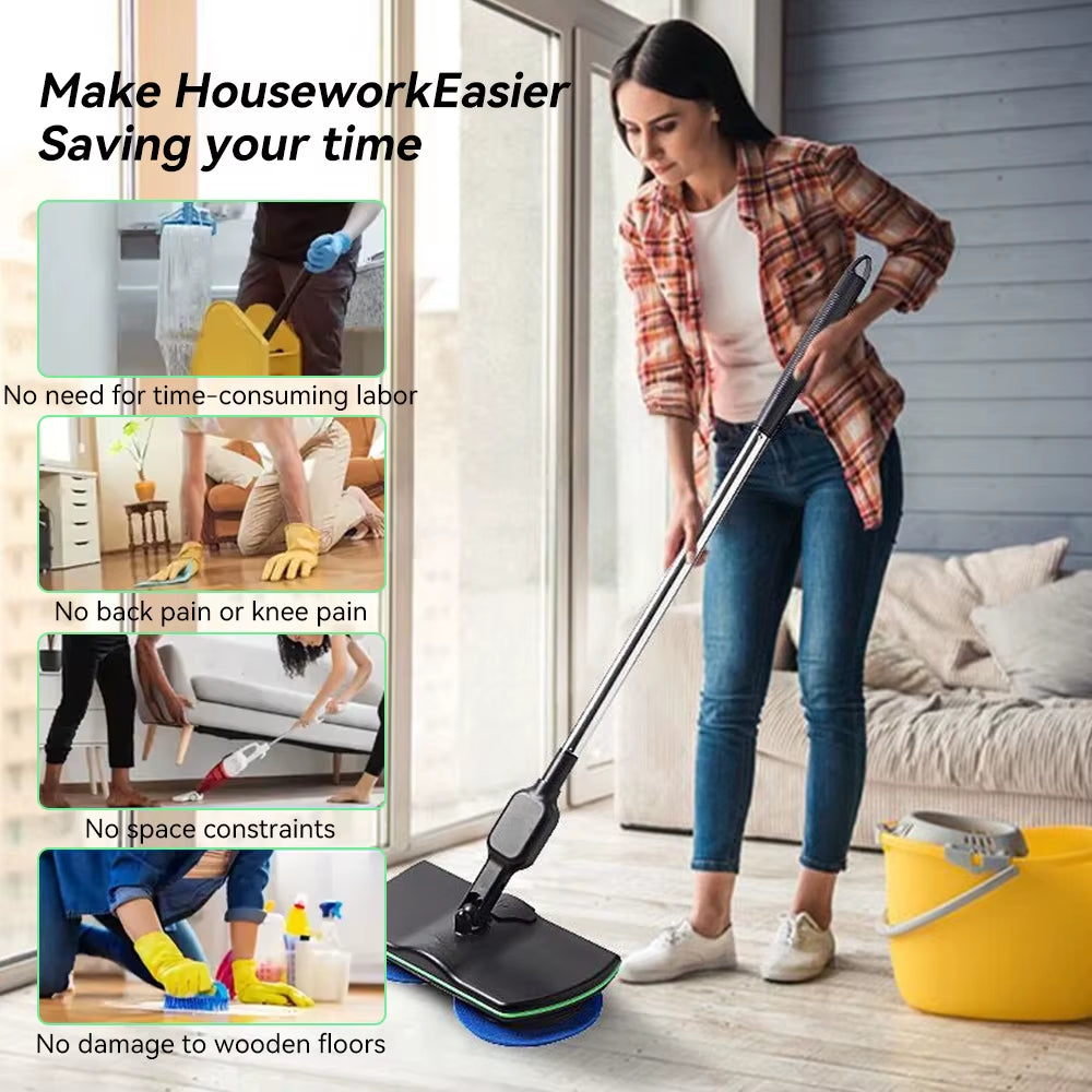 Handheld Electric Mop Cordless Electric Rotating Mop Footswitch Rechargeable Sweeper Waxing Cleaning for Hardwood Tile