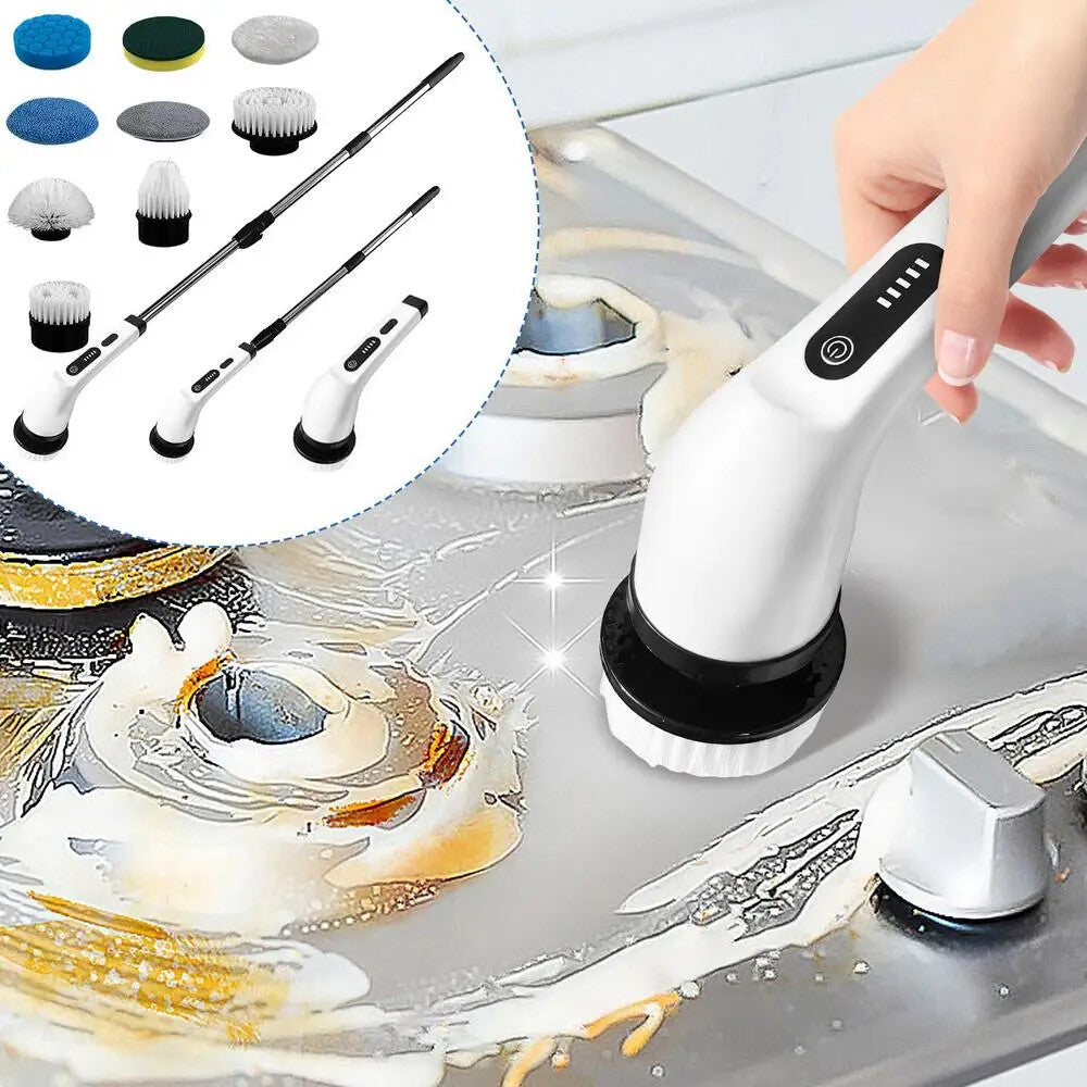 9 in 1 Electric Spin Scrubber Cordless Cleaning Brush Bathroom Rotating Scrubber