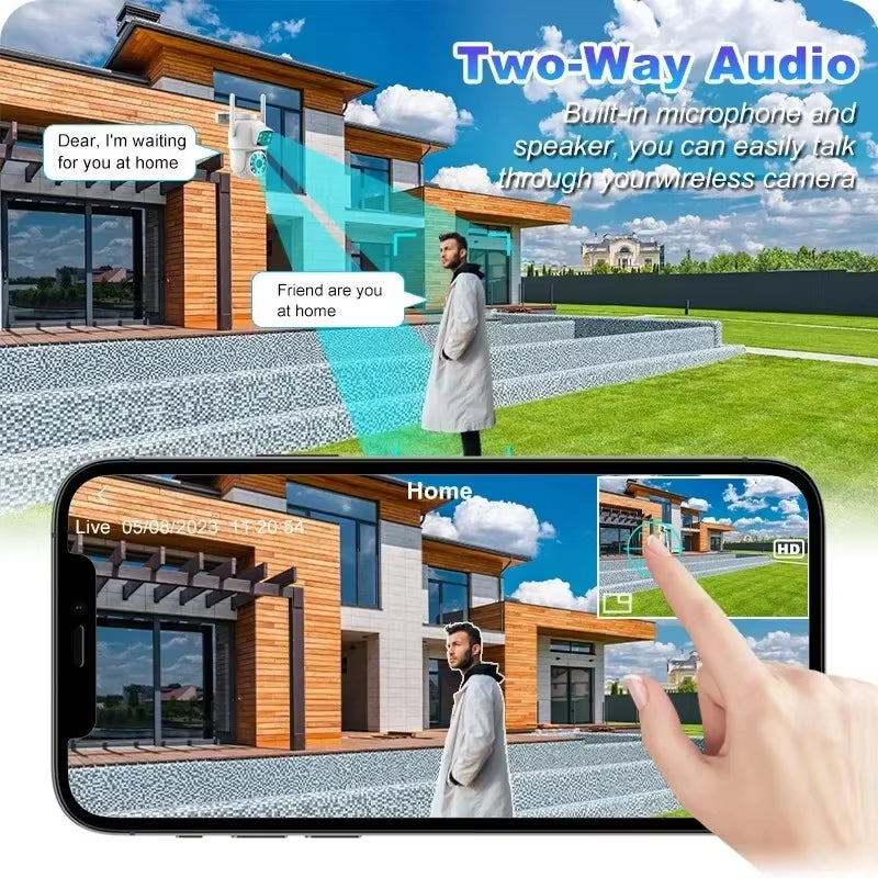 8MP 4K PTZ Wifi IP Camera Security Protection Dual Lens Screen Color Night Vision Auto Track CCTV Surveillance Camera