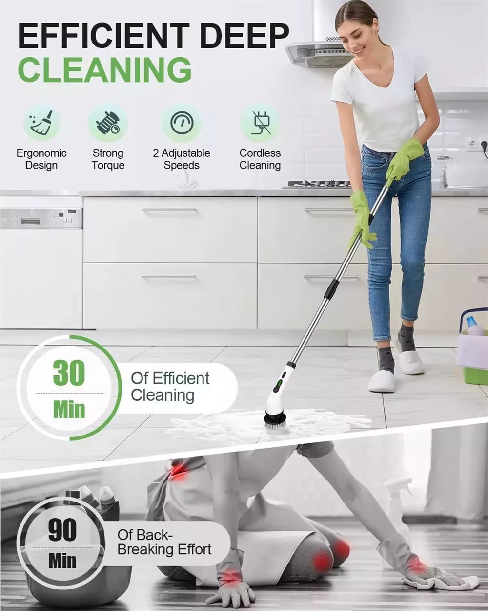 9 in 1 Electric Spin Scrubber Handheld Cleaning Brush Electric Scrubber Power Spin Scrubber Cord