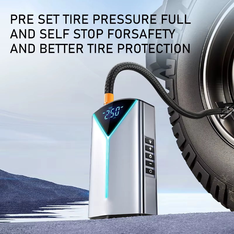 4 in 1 Portable Car Jump Starter & Air Pump Air Compressor Power Bank Booster Starter Device Tyre Inflator Car Battery Starter