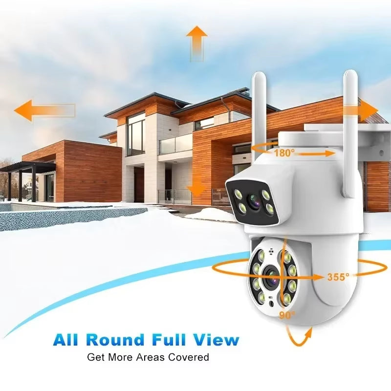 8MP 4K PTZ Wifi IP Camera Security Protection Dual Lens Screen Color Night Vision Auto Track CCTV Surveillance Camera