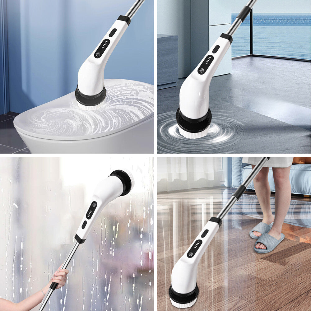 9 in 1 Electric Spin Scrubber Cordless Cleaning Brush Bathroom Rotating Scrubber