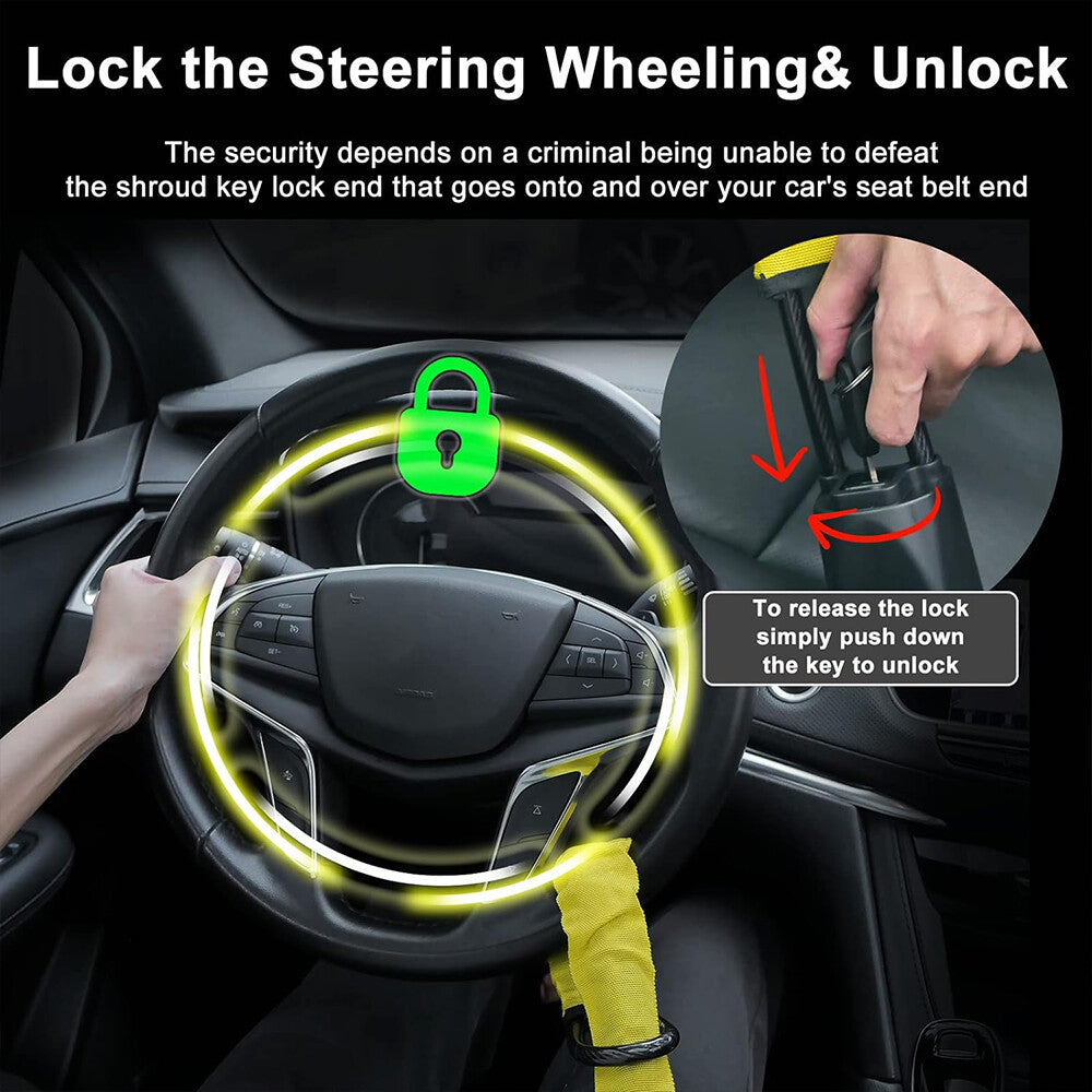Seat Belt Lock Steering Wheel Lock Car Security Anti-Theft Device Yellow