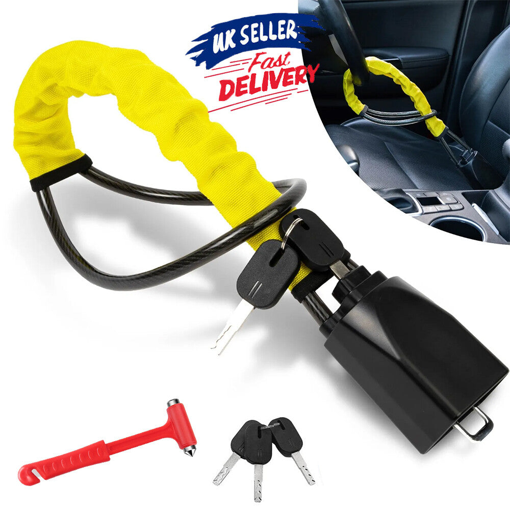Seat Belt Lock Steering Wheel Lock Car Security Anti-Theft Device Yellow
