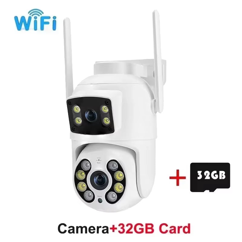 8MP 4K PTZ Wifi IP Camera Security Protection Dual Lens Screen Color Night Vision Auto Track CCTV Surveillance Camera