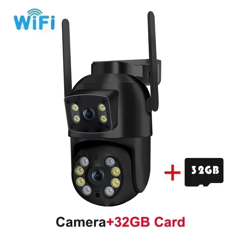 8MP 4K PTZ Wifi IP Camera Security Protection Dual Lens Screen Color Night Vision Auto Track CCTV Surveillance Camera
